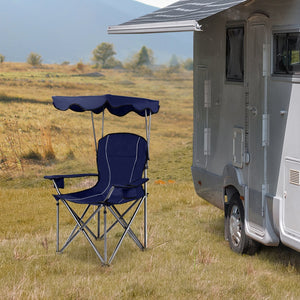 Portable Folding Beach Canopy Chair with Cup Holders-Blue view 3