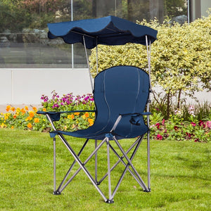Portable Folding Beach Canopy Chair with Cup Holders-Blue view 5