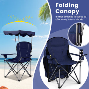 Portable Folding Beach Canopy Chair with Cup Holders-Blue view 8