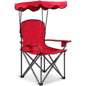 Portable Folding Beach Canopy Chair with Cup Holders-Red view 5