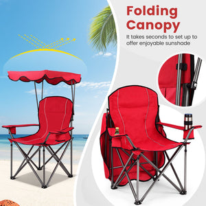 Portable Folding Beach Canopy Chair with Cup Holders-Red view 8