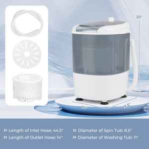 Portable Mini Washing Machine Semi-Automatic Washer and Spinner Combo with Single Tub-Gray view 5