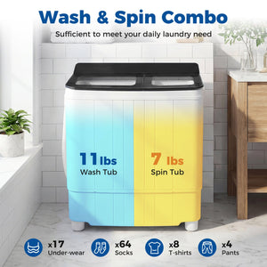 Portable Washing Machine 18 lbs Mini Laundry Machine with 11 LBS Washer-Black view 6