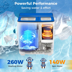 Portable Washing Machine with 12 LBS Washer and 8 LBS Spinner Combo for Apartments-Blue view 8