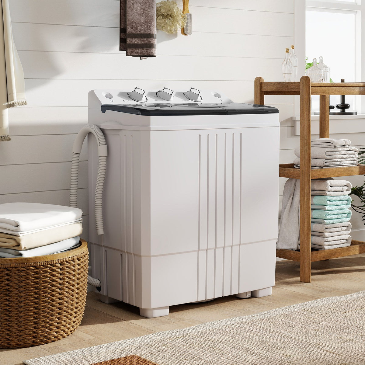 Portable Washing Machine with Built-in Drain Pump-Black view 2