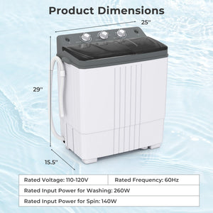 Portable Washing Machine with Built-in Drain Pump-Gray view 5