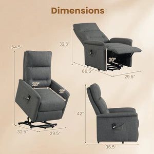 Power Lift Recliner Chair for Elderly with Remote Control and Side Storage Pocket-Gray view 4