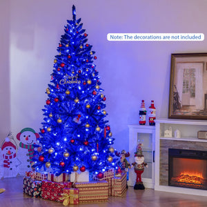 Pre-Lit Artificial Christmas Tree with 340 Blue LED Lights and 3 Modes-7 ft view 7