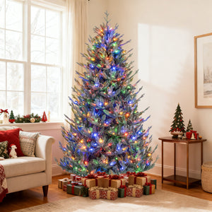 Pre-Lit Artificial Christmas Tree with Multicolored LED Lights-M view 2