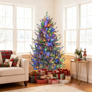 Pre-Lit Artificial Christmas Tree with Multicolored LED Lights-S view 3