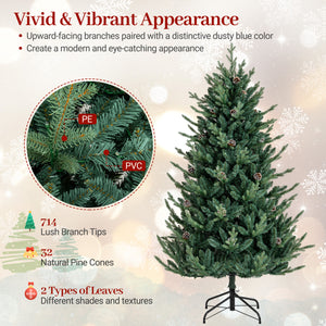 Pre-Lit Artificial Christmas Tree with Multicolored LED Lights-S view 7