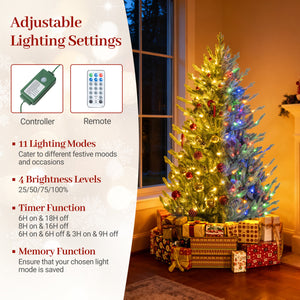 Pre-Lit Artificial Christmas Tree with Multicolored LED Lights-S view 9