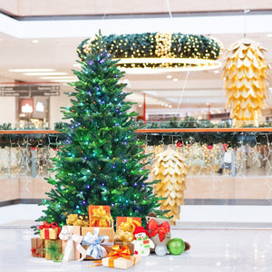 Pre-lit Artificial Hinged Christmas Tree with APP Controlled LED Lights-7' view 7