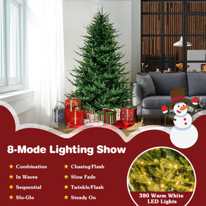 Pre-lit Christmas Tree with 280 Warm White LED Lights and 8 Lighting Modes-7 ft view 8