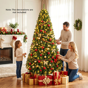 Pre-Lit Green Artificial Christmas Tree with Full Branch Tips-8 Feet view 3