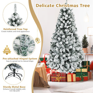 Pre-Lit Premium Snow Flocked Hinged Artificial Christmas Tree-6 ft view 6