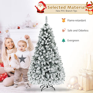 Pre-Lit Premium Snow Flocked Hinged Artificial Christmas Tree-6 ft view 8