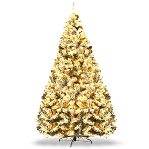 Pre-Lit Premium Snow Flocked Hinged Artificial Christmas Tree-9 ft view 4