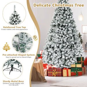 Pre-Lit Premium Snow Flocked Hinged Artificial Christmas Tree-9 ft view 6