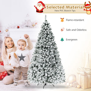 Pre-Lit Premium Snow Flocked Hinged Artificial Christmas Tree-9 ft view 8