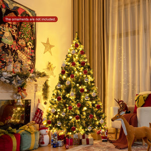 Pre-lit Snow Flocked Christmas Tree with Red Berries and LED Lights-6 Feet view 2