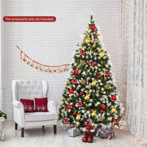 Pre-lit Snow Flocked Christmas Tree with Red Berries and LED Lights-7.5 Feet view 7