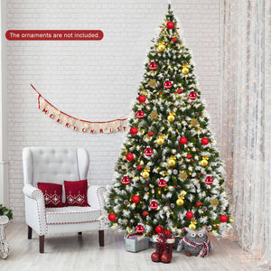 Pre-lit Snow Flocked Christmas Tree with Red Berries and LED Lights-9 Feet view 6