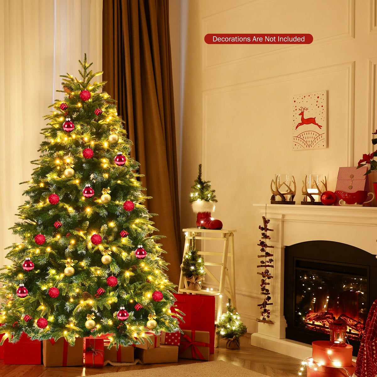 Pre-Lit Snowy Christmas Hinged Tree with Flash Modes and Multi-Color Lights-6 ft view 2