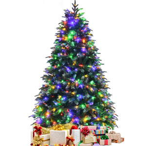 Pre-Lit Snowy Christmas Hinged Tree with Flash Modes and Multi-Color Lights-6 ft view 4