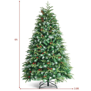 Pre-Lit Snowy Christmas Hinged Tree with Flash Modes and Multi-Color Lights-6 ft view 5