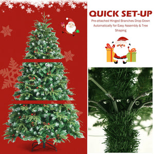 Pre-Lit Snowy Christmas Hinged Tree with Flash Modes and Multi-Color Lights-6 ft view 6