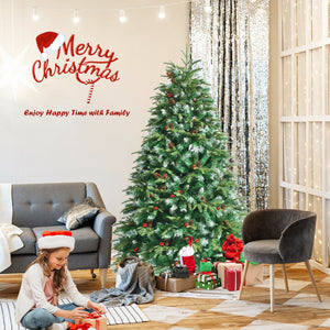 Pre-Lit Snowy Christmas Hinged Tree with Flash Modes and Multi-Color Lights-6 ft view 9