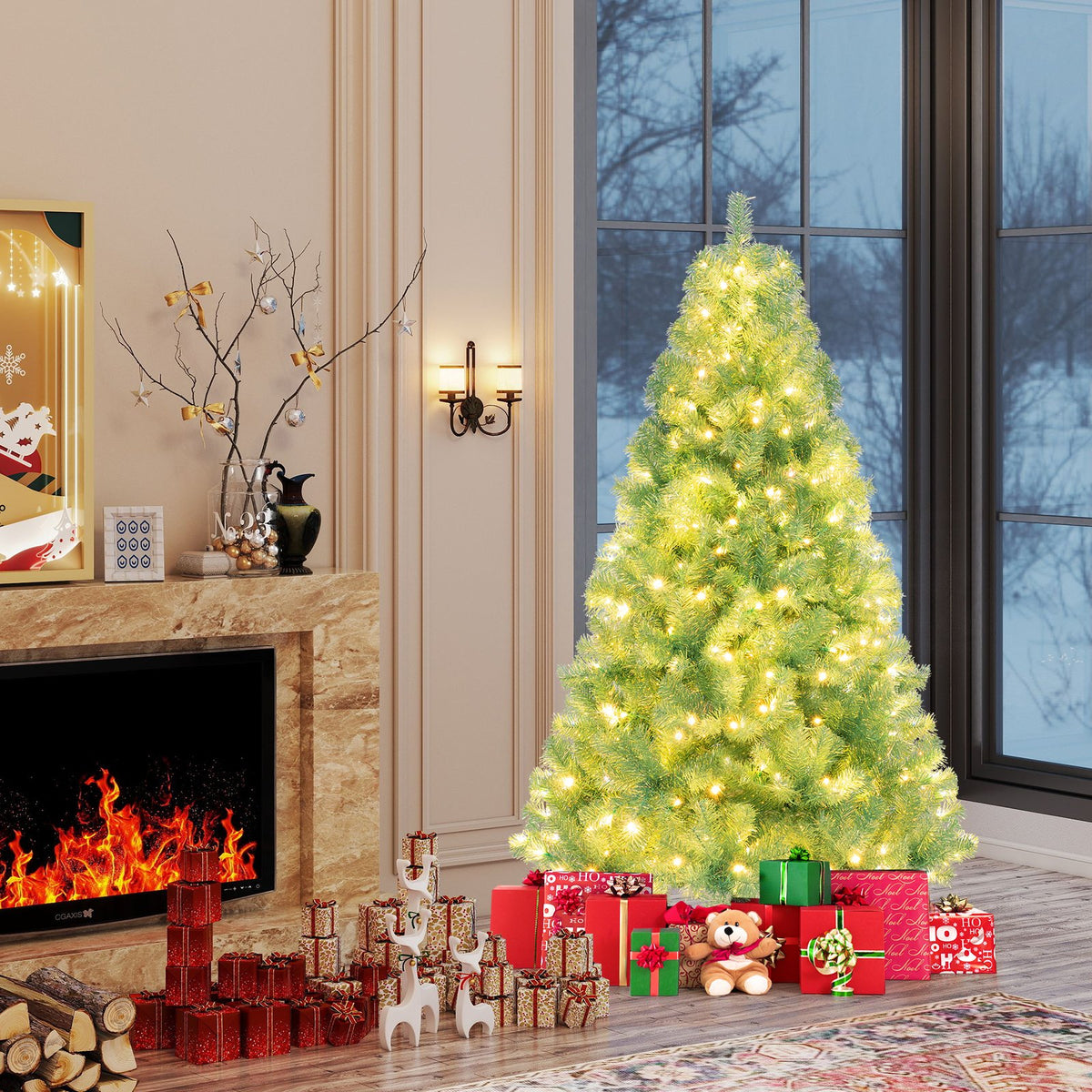 Pre-Lit Tinsel Christmas Tree Artificial Xmas Tree Home Office Party Seasonal Holiday Decoration-S view 2