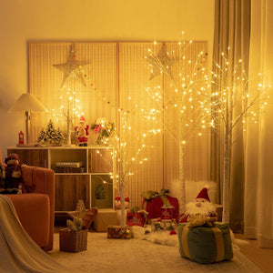 Pre-lit White Twig Birch Tree for Christmas Holiday with LED Lights-4 ft view 2