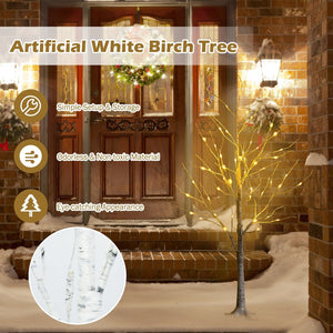 Pre-lit White Twig Birch Tree for Christmas Holiday with LED Lights-4 ft view 3