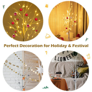 Pre-lit White Twig Birch Tree for Christmas Holiday with LED Lights-4 ft view 9