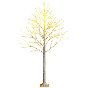 Pre-lit White Twig Birch Tree for Christmas Holiday with LED Lights-6 ft