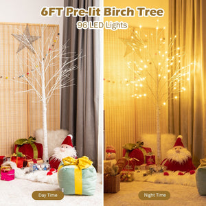 Pre-lit White Twig Birch Tree for Christmas Holiday with LED Lights-6 ft view 3