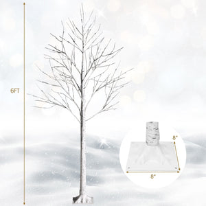 Pre-lit White Twig Birch Tree for Christmas Holiday with LED Lights-6 ft view 4