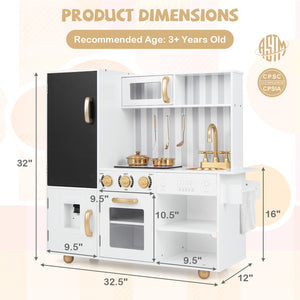 Pretend Play Kitchen for Kids with Real Sounds and Lights-White view 5