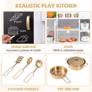 Pretend Play Kitchen for Kids with Real Sounds and Lights-White view 6