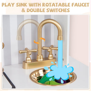 Pretend Play Kitchen for Kids with Real Sounds and Lights-White view 8