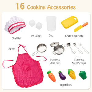 Pretend Play Kitchen Toy Kitchen Playset with Range Hood Ice Maker and Telephone-White view 9