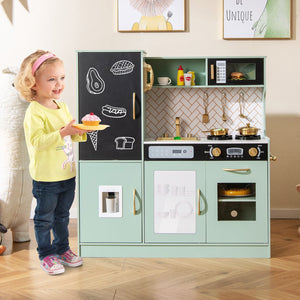 Pretend Play Kitchen with Utensils for Kids Aged 3+-Green view 3