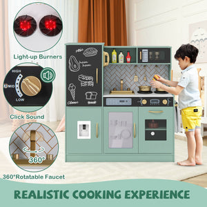Pretend Play Kitchen with Utensils for Kids Aged 3+-Green view 7