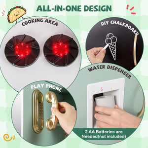 Pretend Play Kitchen with Utensils for Kids Aged 3+-Green view 8