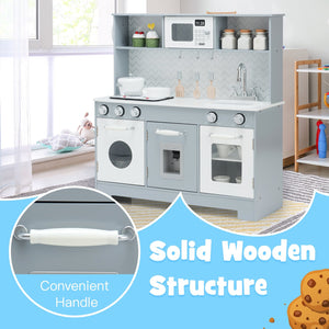 Pretend Play Kitchen Wooden Toy Set for Kids with Realistic Light and Sound view 6