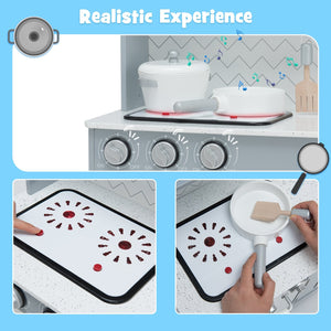 Pretend Play Kitchen Wooden Toy Set for Kids with Realistic Light and Sound view 8