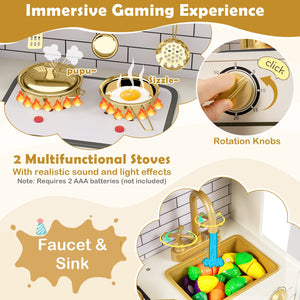 Pretend Toy Kitchen Set with Stoves and Water Dispenser-Beige view 6