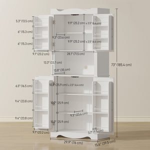 73" Kitchen Pantry Cabinet, Freestanding Kitchen Hutch with 12 Door Shelves, Adjustable Shelves – view 9